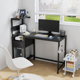 Computer Desk with Power Outlet & Storage Shelves, Study Writing Table with USB Ports Charging W578P191952