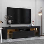 ZUN Modern Black TV Stand, 20 Colors LED TV Stand w/Remote Control Lights 95007523