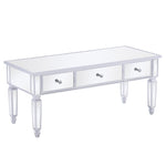 ZUN Mirrored Coffee Table with LED Lights and 3 Drawers, Rectangle Modern Cocktail Table for Living Room 01211866