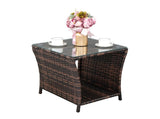 Glass Surface Brown Gradient Iron Frame Rattan Side Table 57975527