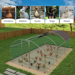 ZUN Large Metal Chicken Coop with Run, 19.7x9.8x6.6ft, Walkin Poultry Cage for Yard with Waterproof 76561630