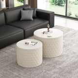 Stylish and Minimalist Nesting Coffee Table Set with Honeycomb Design, Modern Round Coffee Table, W757P206008