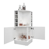 Jakes 42" Tall Corner Bar Cabinet with Eight Wine Bottle Cubbies and Double Door cabinet, Living B070P254764