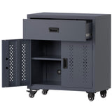 Metal garage storage cabinet lockable door and adjustable shelves, rolling tool storage cabinet W396P305781