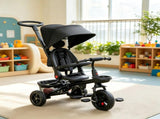 Black Foldable Toddler Trike 1-5Y Travel-Friendly with Storage, Reversible Seat, Safety Harness 63815186