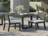 Outdoor Acacia Wood Armless Dining Chair with Cushions , Sandblasted Dark Light 60320.00SDGRY