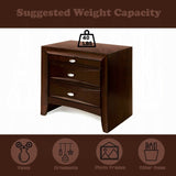 Wooden Nightstand with 2 Drawers and 1 Tray, Espresso B016P252980