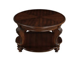 22'' Retro Round End Table,Solid Wood Sofa Side Table with Shelf,Living Room Corner Table Easy W1202P164015