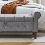 ZUN 62" Bedroom Tufted Button Storage Bench, Modern Fabric Upholstered Ottoman, Window Bench, Rolled Arm W1853141520