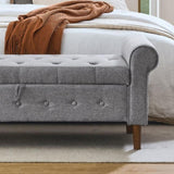 62" Bedroom Tufted Button Storage Bench, Modern Fabric Upholstered Ottoman, Window Bench, Rolled Arm W1853141520