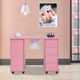 MDF Single Door 4 Drawers With Fan Pink Nail Table 67295863