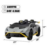 ZUN 24V Battery Powered Ride On Car for Kids, Licensed Lamborghini, Remote Control Toy Vehicle with W2181P149201