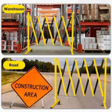Metal Expandable Barricade, 17FT Traffic Barricade with Casters, Retractable Security Gate, Portable 63545067