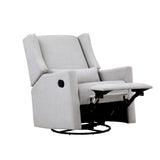 ZUN Pronto Swivel Glider Recliner with Pillow Blanco Fabric B022P174723