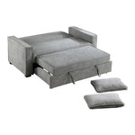 ZUN Modern Home Furniture Solid Wood Frame Sofa with Pull-Out Bed Gray Fabric Upholstered 2x Pillows B011125789