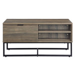 ZUN Rustic Oak and Black Coffee Table with Open Storage B062P185649