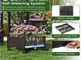 5.5 FT Raised Garden Bed with Trellis Self-Watering Planter Boxes with Lockable Wheels, 2 10437725