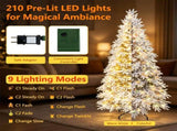 6FT Pre-Lit Snow Flocked Cypress Artificial Christmas Tree, Color Changing LED Lights 9 Modes, 41159329