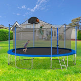 ZUN 14FT Trampoline for Adults & Kids with Basketball Hoop, Outdoor Trampolines w/Ladder and Safety W285128088