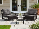 3-Piece Patio Furniture Set, Wicker Outdoor Bistro Set Swivel Glider Patio Chairs x 2 with Cushions, T3623P505190