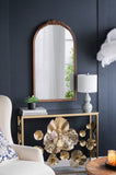 23" x 42" Hand Carved Rose Antique Mirror Frame, Wood Arch Mirror Wall Decor for Living Room, W2078126747