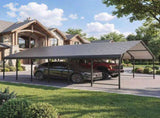 Galvanized Steel Carport, Outdoor Carport Full-Size Metal Carport Kit, 12' X 20' , Charcoal 98666423
