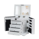 Handcrafted Wooden Jewelry Box Organizer Wood 5 Layers Case with 4 Drawers-White 19616193