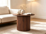 Minimalist Round Pedestal Side Table, Space-Saving Stable Nightstand with Rounded Edges & Anti-Slip 90717001
