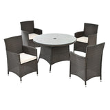 ZUN 5 Piece Outdoor Dining Set All-Weather Wicker Patio Dining Table and Chairs with Cushions, Round 22386738