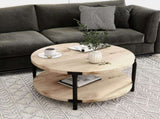 Modern minimalist round coffee table, 29.61-inch MDF material double-layer coffee table, open W1727P251175