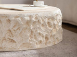 MgO Mid-Century Round Centre Table Vintage Faux Stone Sofa Pre-Modern Tables Beige W3081P344042
