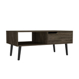 ZUN Coffee Table, One Open Shelf, One Drawer, Dark Walnut B097133228