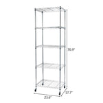 ZUN 5-Tier NSF Heavy Duty Adjustable Storage Metal Rack with Wheels & Shelf Liners Ideal for Garage, 27377485