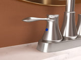 4 Inch 2 Handle Centerset Bathroom Faucet,with Pop up Drain and 2 Water Supply Lines,Brushed Nickel W124379894