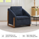 057-Set of 1 Chenille Fabric Modern Upholstered Armchair with Wooden Side Frame , Accent Leisure W527P239829