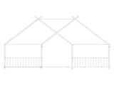 White Flat Bed House Shape with Side Guardrails Twin Children's Iron Bed 70816319