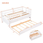 ZUN Low Loft Bed Twin Size with Full Safety Fence, Climbing ladder, Storage Drawers and Trundle White WF312991AAK