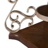 End table, marble paper top, MDF with brich middle shelf, powder coat finish metal legs. W1708135330
