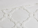 3 Piece Tufted Cotton Chenille Geometric Comforter Set Off-White Full/Queen B03597079