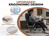 Executive Office Chair High Back PU Leather Desk Chair with Spring Seat Cushion, Ergonomic Swivel W3835P483845