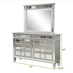 ZUN Symphony Modern Style Mirror Front 6 Drawer Dresser with diamond shaped legs and made with wood in 808857527820