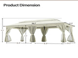 Patio Gazebo 10'x20', Outdoor Heavy Duty Party Tent Shelter With Double Roofs, Mosquito Nettings And 58456424