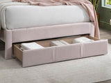 Contemporary 1pc Queen Size Bed w Storage Drawer Light Pink Corduroy Texture Design Platform B011P238967