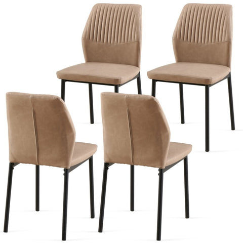 ZUN Beige PU Leather Dining Chairs Set of 4 Faux Leather Dining Chairs Living Room Chair Modern Kitchen W1164P195157