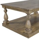 ZUN Rustic Floor Shelf Coffee Table with Storage,Solid Pine Wood 02353119