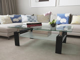 Glass Coffee Table, 38.6" Modern Rectangle Side Center Tables with Clear Tempered Glass Top for 60876498