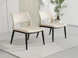 Modern minimalist white PU leather Dining Chairs Set of 2, comfortable backrest design, metal leg W1727P426736
