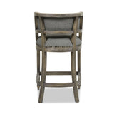 Paris 26.5" Farmhouse Counter Height Bar Stool with Backrest, Heathered Grey Linen B2719P238378