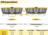 16FT Outdoor Trampoline with 360&deg Safety Enclosure Net, Family Recreational Trampoline for 75709148