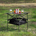 ZUN 1-piece Folding Outdoor Table with Carrying Bag,Lightweight Aluminum Roll-up Square Table for W24172223